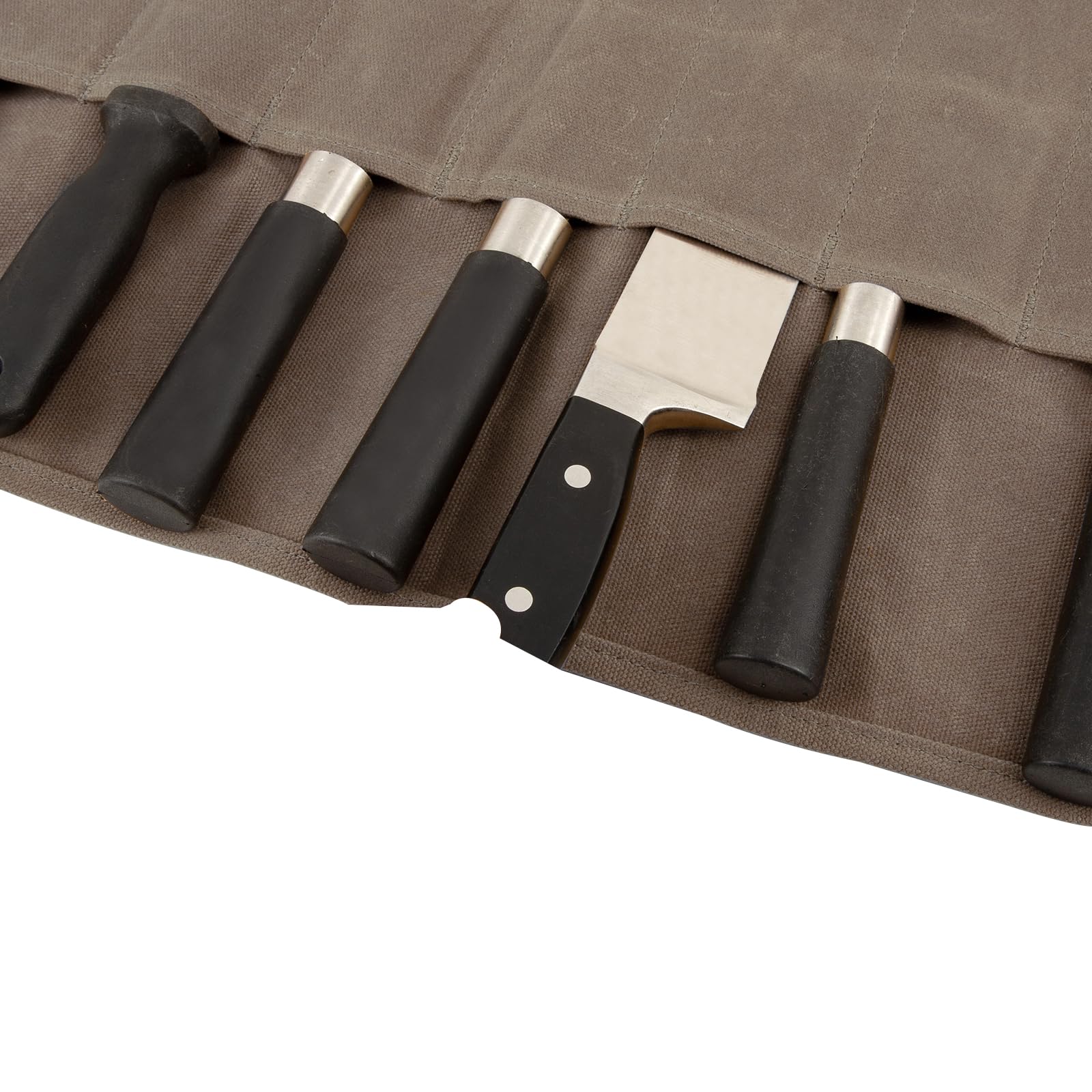 Messertasche,Koch Messer Roll Bag,Messertasche Kochmesser mit 8 Fächern für Messer und Löffel,Wachs Leinwand Messer Case Lagerung,Geschenke für Pro-Köche oder kulinarische Enthusiasten (Kaffee)
