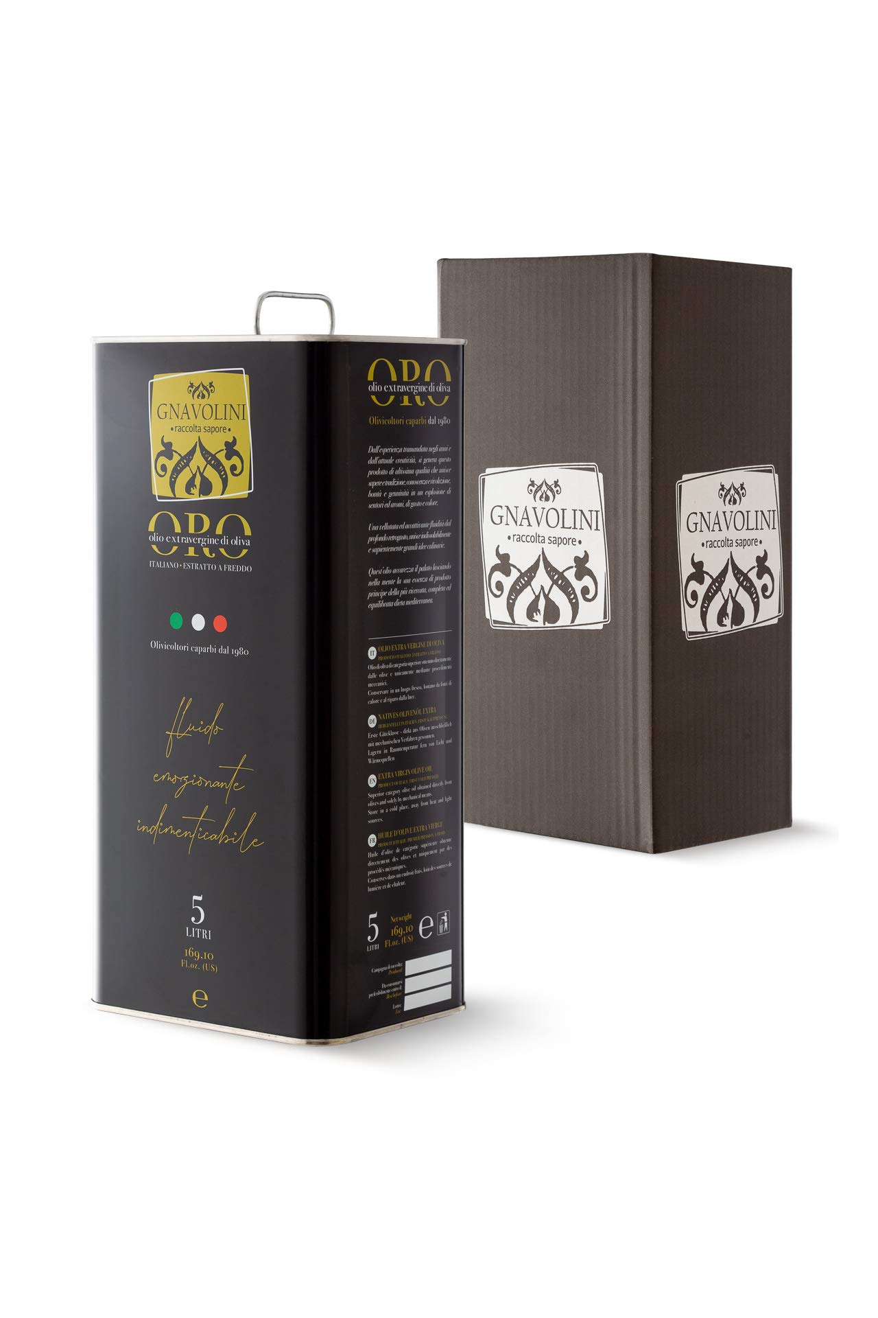 NUOVO!!! Olio Extravergine di Oliva 100% ITALIANO Estratto a Freddo di Gnavolini Raccolta Sapore | Latta da 5 Litri | Olio Evo per l'eccellenza in Cucina.