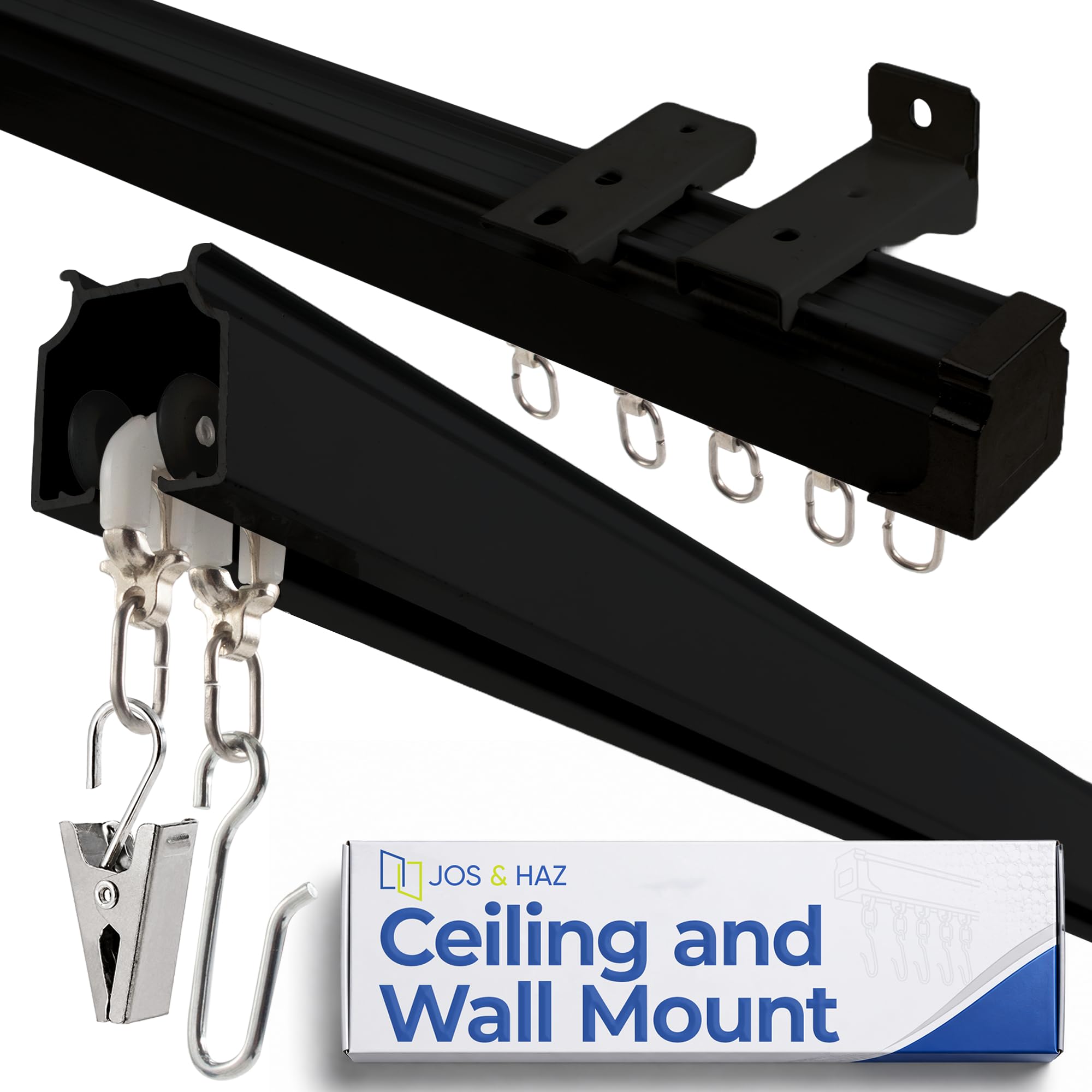 Jos & Haz Ceiling Curtain Track 16.4ft, Aluminum Curtain Track Wall Mount