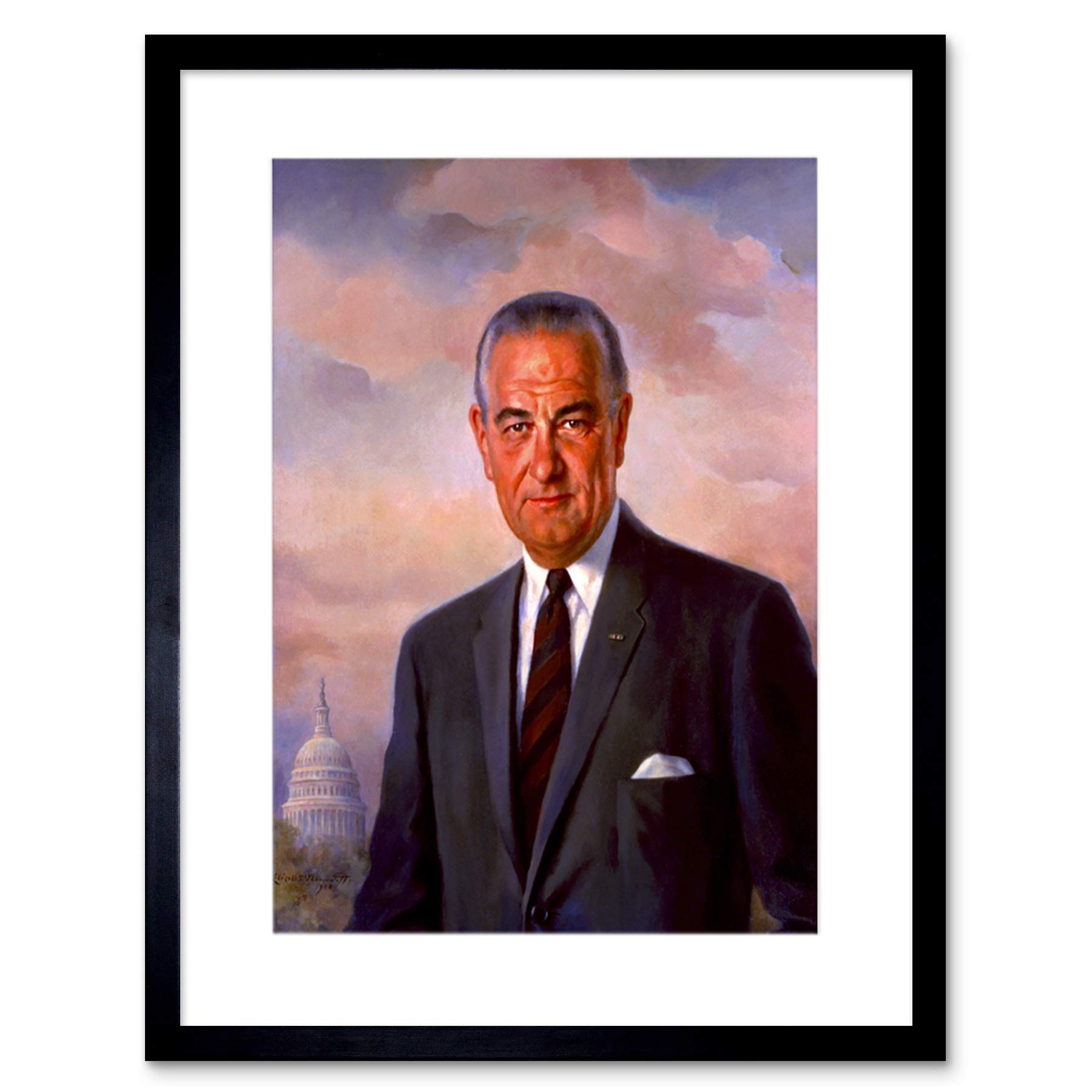 Wee Blue Coo Painting Portrait Shoumatoff President Lyndon Johnson Framed Wall Art Print