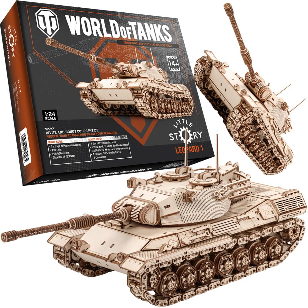 little story World of Tanks Panzer - Modèle en bois 3D - Voiture de combat blindé - Modèle officiel de licence à assembler - DYI - Machine de guerre - Jouet éducatif pour enfants - Char de combat en