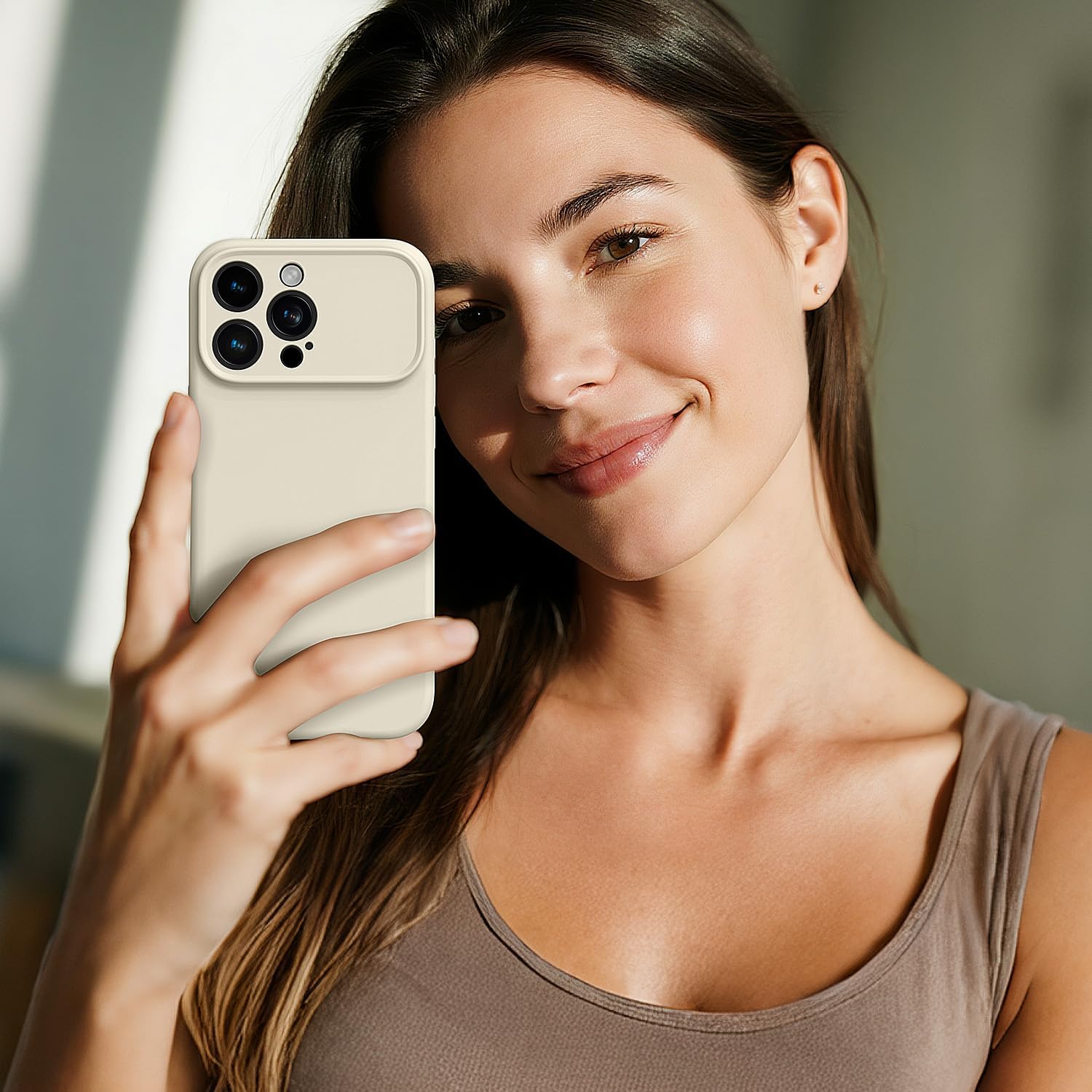 OTOFLY Silicone for iPhone 16 Pro Case (Upgraded to 17 Design Style)(Soft Gel Rubber Shockproof Phone Case) Anti-Scratch Microfiber Lining- Stone - Image 9