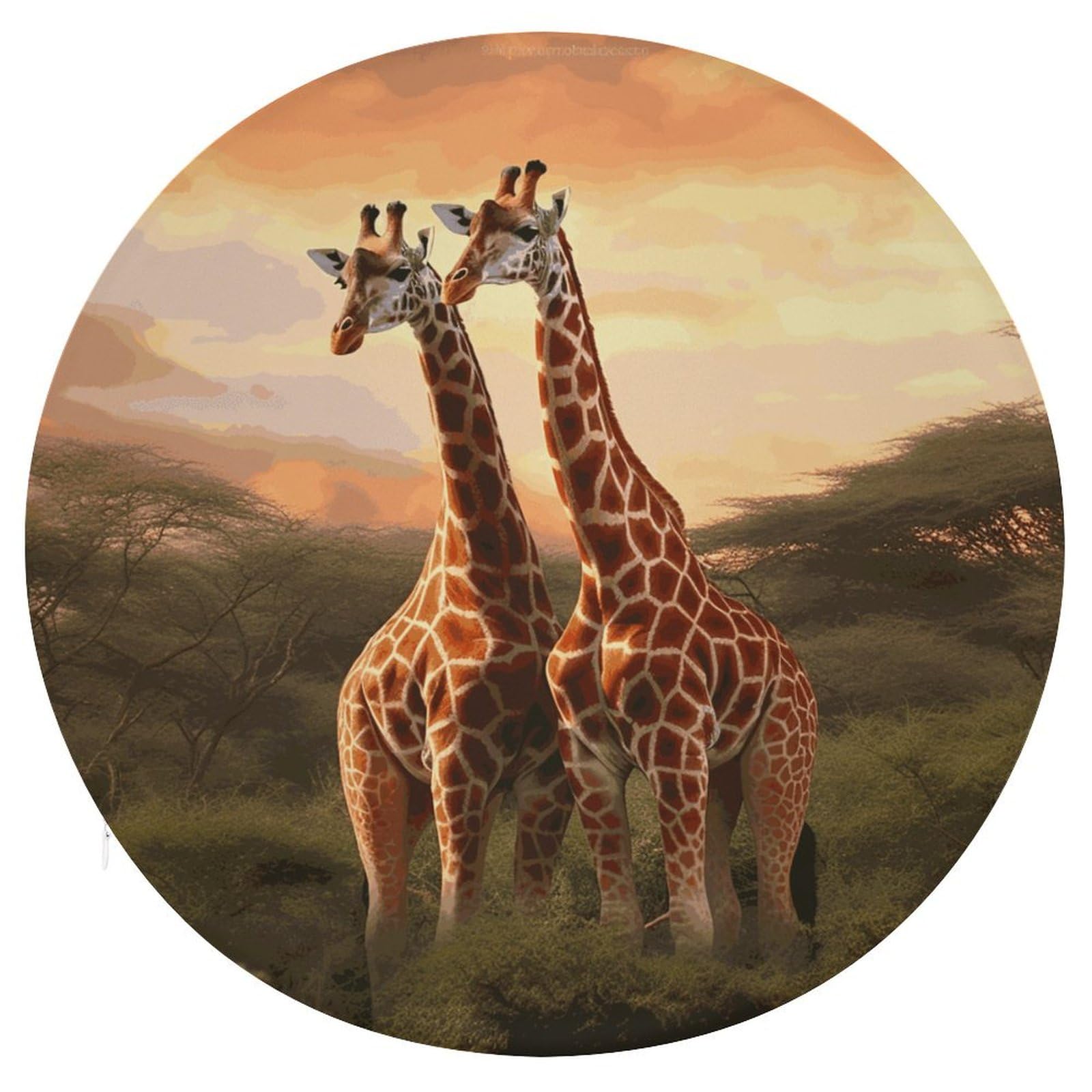 Coussin de chaise rond haut de gamme au motif de girafe élégant
