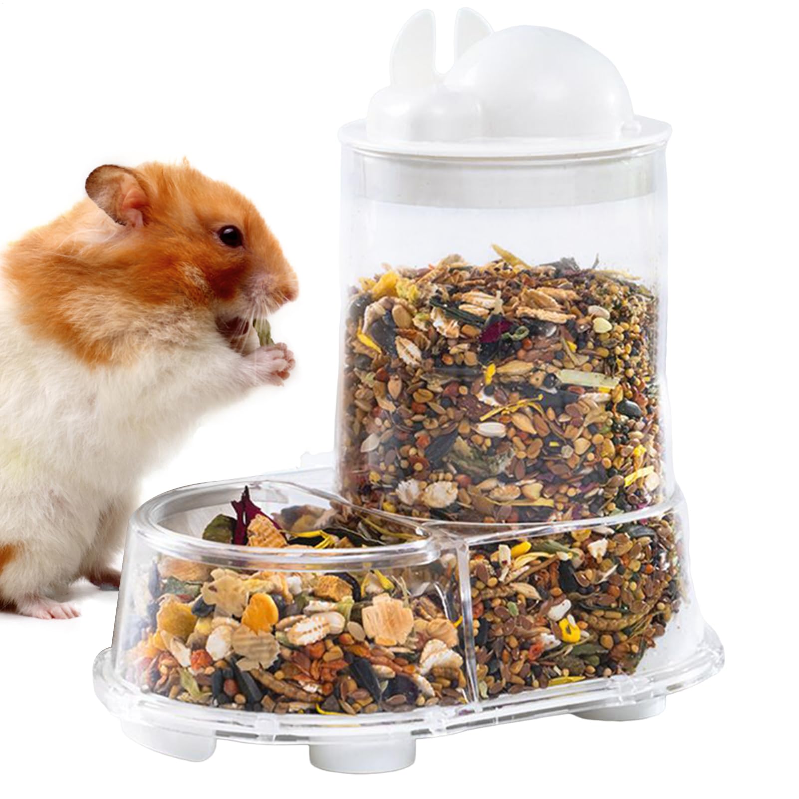 Hamster Bowl, Automatic Water Feeder, Food Dispenser, Large Capacity Bottle Holder Spill Resistant Design Blue for Outdoor and Indoor Pet Training Use, 5.98x6.1x3.94 Inches