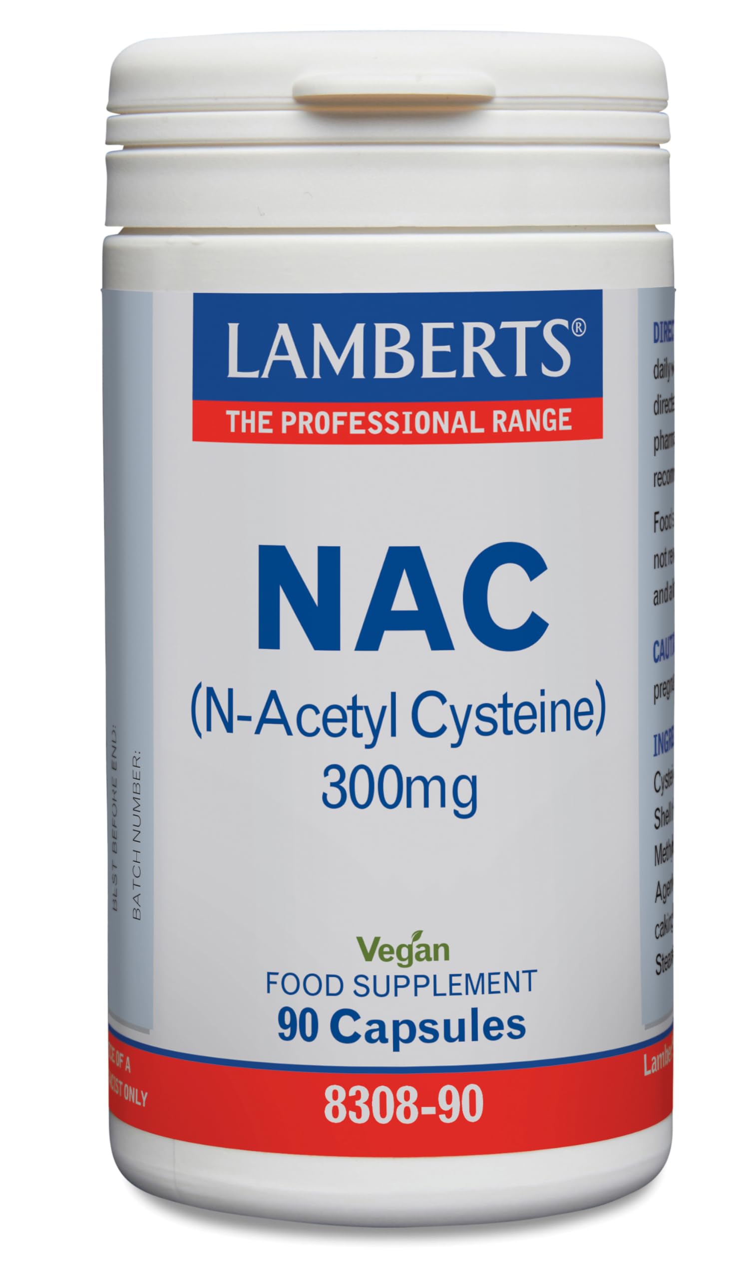 Lamberts N-Acetyl Cysteine NAC – 300mg Per Capsule – Precursor to Glutathione – 90 Vegan Capsules