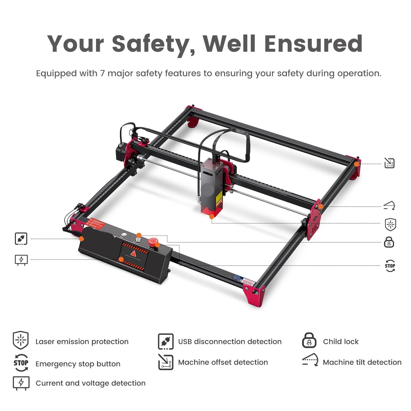 Máquina de Grabado Láser Máquina De Grabado Láser DIY 10W Corte Por Puntos Alta Precisión 3'. Grabador Pantalla Táctil 5 Pulgadas para Madera Metal Acrílico(10-watt engraving machine)