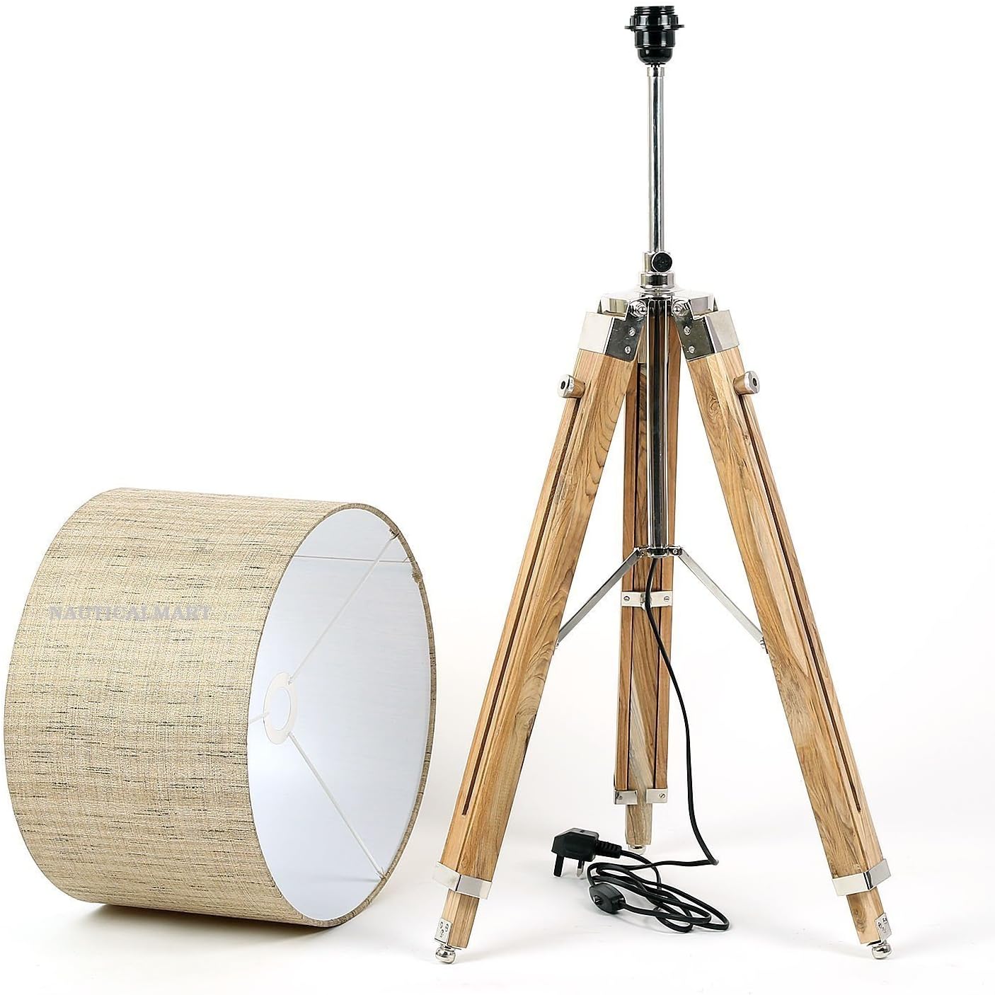 Vintage Design Tripod Wooden Floor LAMP for Living Room by NAUTICALMART