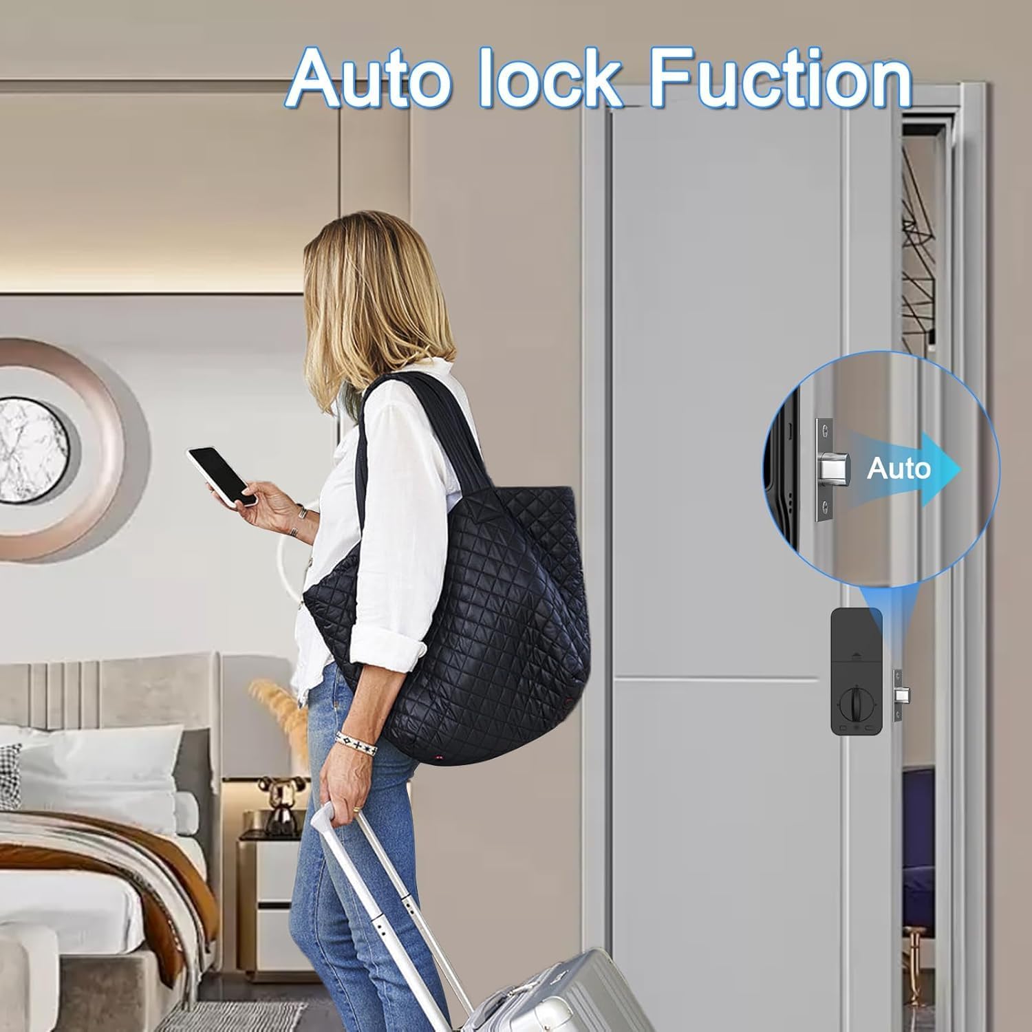 Smart Fingerprint Door Lock, Keyless Biometric Deadbolt with App Control & Auto Lock, IP66 Waterproof Digital Touchscreen Keypad, Easy Install - Home Security Solution for Front Door (Black)