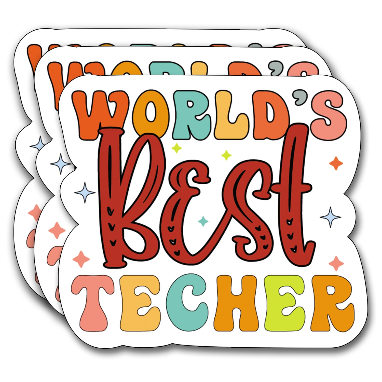 (3Pcs) World's Best Teacher Sticker, Teacher Decal Decorate Books Laptop Phone Water Bottles Kindles Stickers Tumbler Sticker Waterproof Vinyl