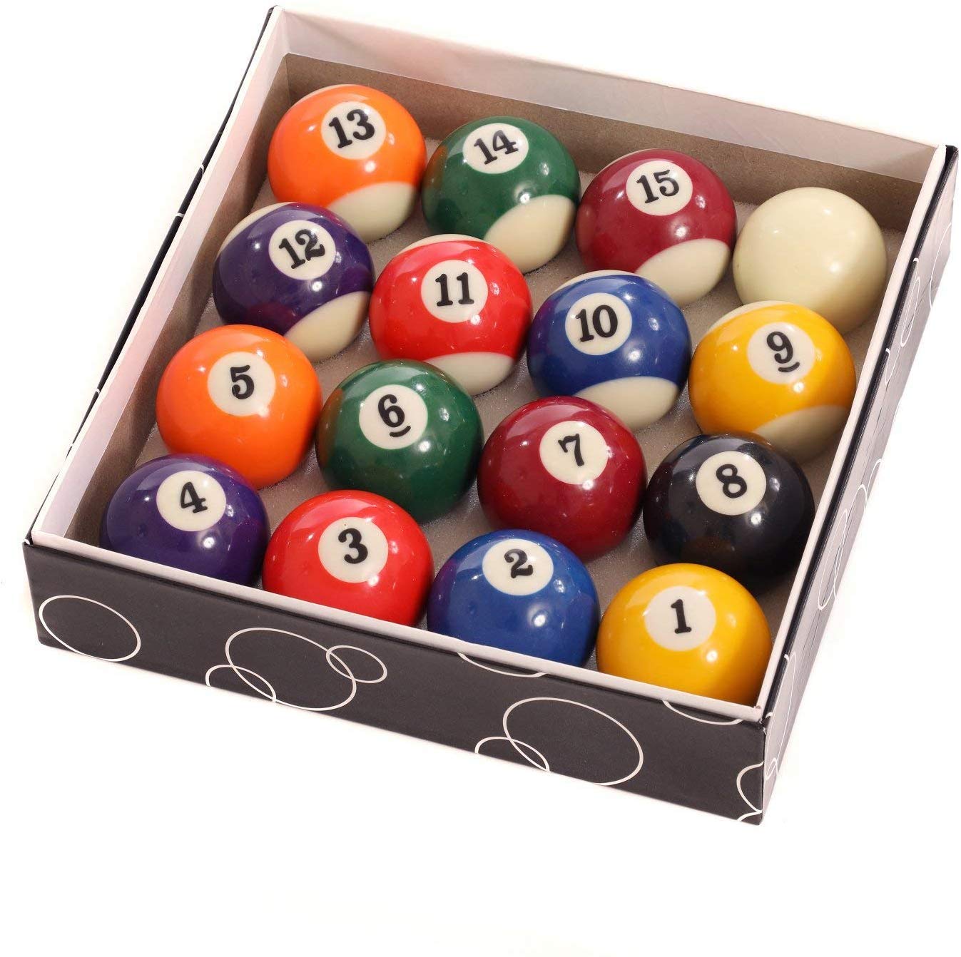 MAXSTRENGTH Max Strength-Full Size Regulation 16 Spots and Stripes Pool Ball Set 2" Billiard Ball