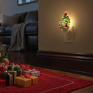 Briignite Christmas Tree Night Lights for Kids, Night Light Plug into Wall 3000K Warm White LED, Gift Box Design Night Light for Children's Room, Nursery, Bedroom, Christmas Decor