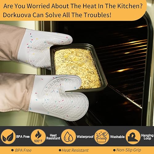 Miniatura 4 de Guante de horno lindo, mitones de cocina, guantes de horno para cocina, guantes de horno para cocina, agarre antideslizante, guantes de horno de