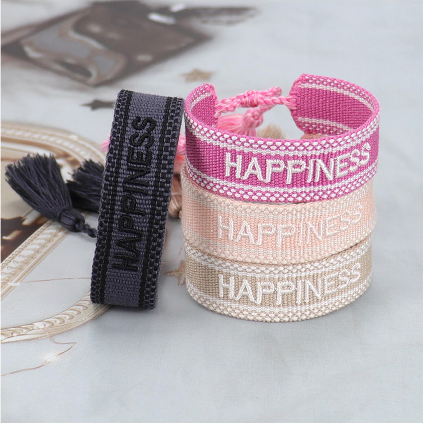 Bracciali in corda regolabile con nappe intrecciate per dichiarazione di moda chic blocco manuale bordo poliestere braccialetto intrecciato a mano kaki amore