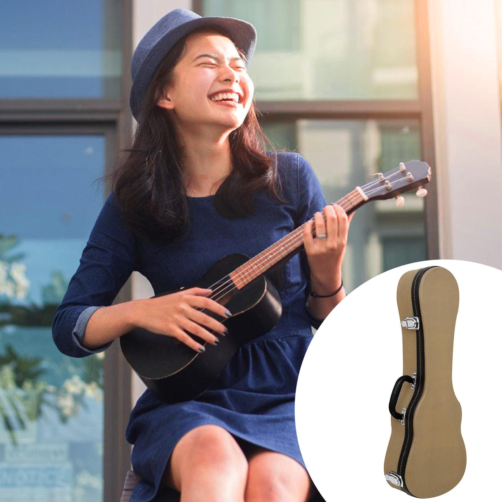 Ukulele-Hartschalen-Tragetasche, tragbare Ukulele-Schutzhülle, Hartschalentasche, Ukulele-Gigbag, weich gepolsterte Tragetasche