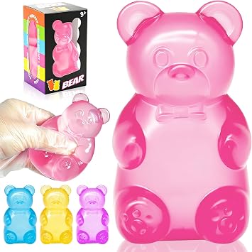 Bear Squishy Toys, Slow Rising Stress Relief Sugar Squeeze Toys for Kids & Adults, High Density Sensory Stress Balls, Stocking Stuffers, Birthday Party Favors, Anxiety Relief Toys for Boys Girls Red
