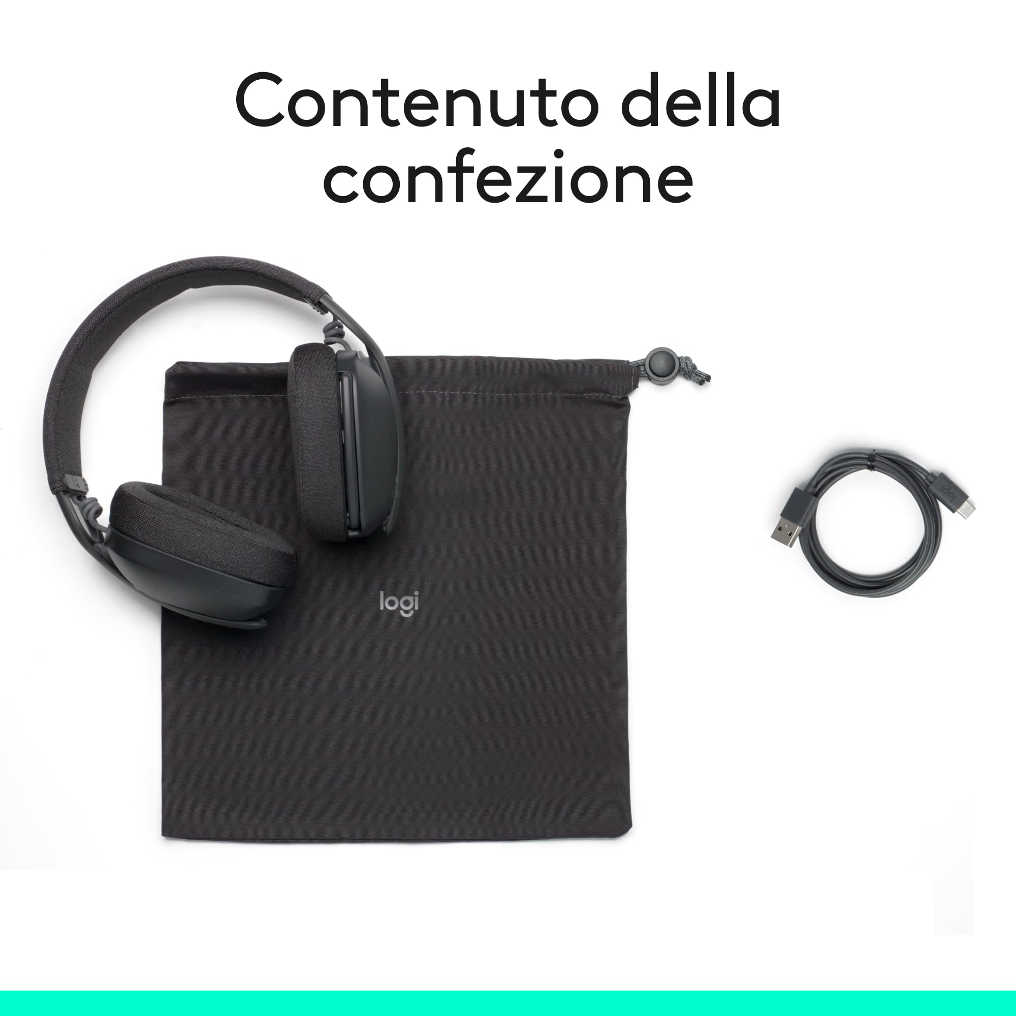 Logitech Zone Vibe 100 Cuffie Wireless Over-Ear Leggere con Microfono con Eliminazione del Rumore, Auricolare Bluetooth Multipoint, Compatibile con Teams, Google Meet, Zoom, Mac/PC - Grigio