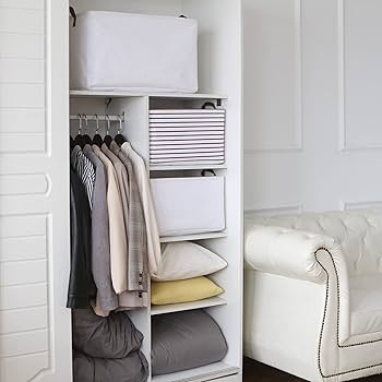 Hinwo 4-Pack Large Canvas Fabric Storage Baskets With Handles, 31L Rectangle Storage Bins, Collapsible Storage Box, Clothes, Toys, Blankets Organizers, 16.5 X 11.8 X 9.8 Inches, (Black Stripe