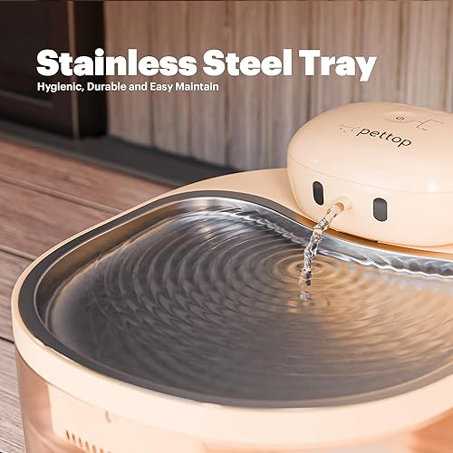 Miniatura 4 de PetTop Fuente de agua para gatos sin bombeos, 102 onzas3 L, bandeja de acero inoxidable, funciona con batería de 3600 mAh con sensor de movimiento,