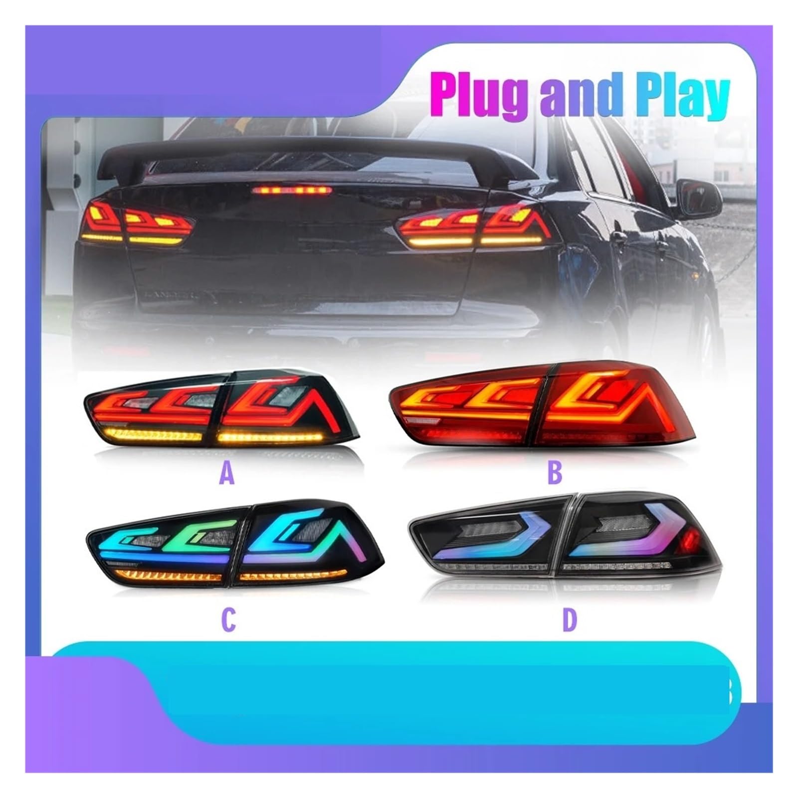 Faro Fanale Posteriore Per Mitsubishi Per Lancer Per EVO-X 2008-2018 Dinamica LED Luce Di Segnale Freno Coda Auto Parti Tuning 2PCs Montaggio