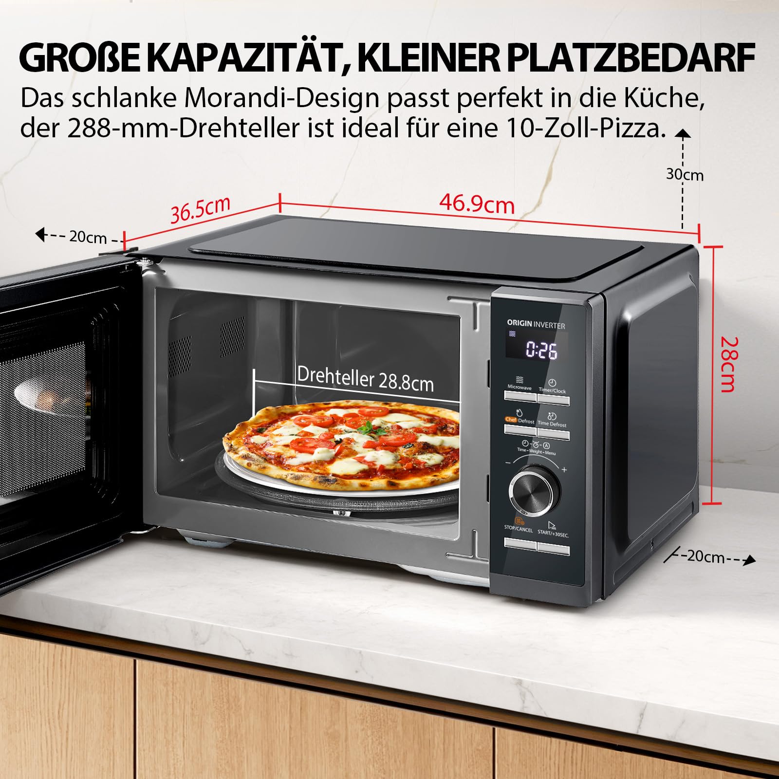 Toshiba MW3-AM25PFI(BK) Solo microonde 25L 900W forno a microonde in nero con inverter originale Chef-Defrost, 10 livelli di potenza, 7 menu auto, Easy Clean