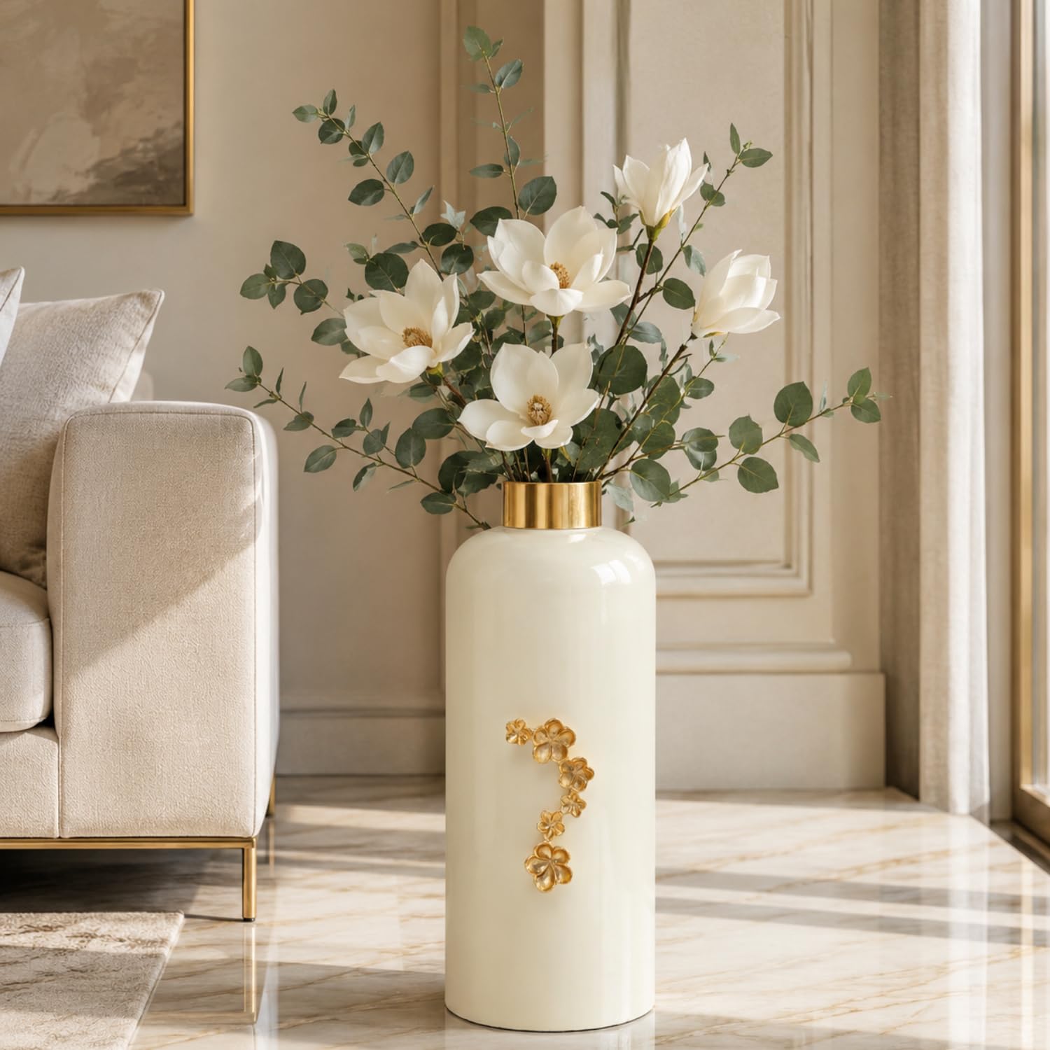 Urban Born Vases For Living Room Corner |Big Vases For Elegant Home Decoration |Home Décor Flower Vase Iron |Fresh or artificial Metal Flower Vase Stand For Dining Table, Bedroom, Office, Wedding Gift-image-46