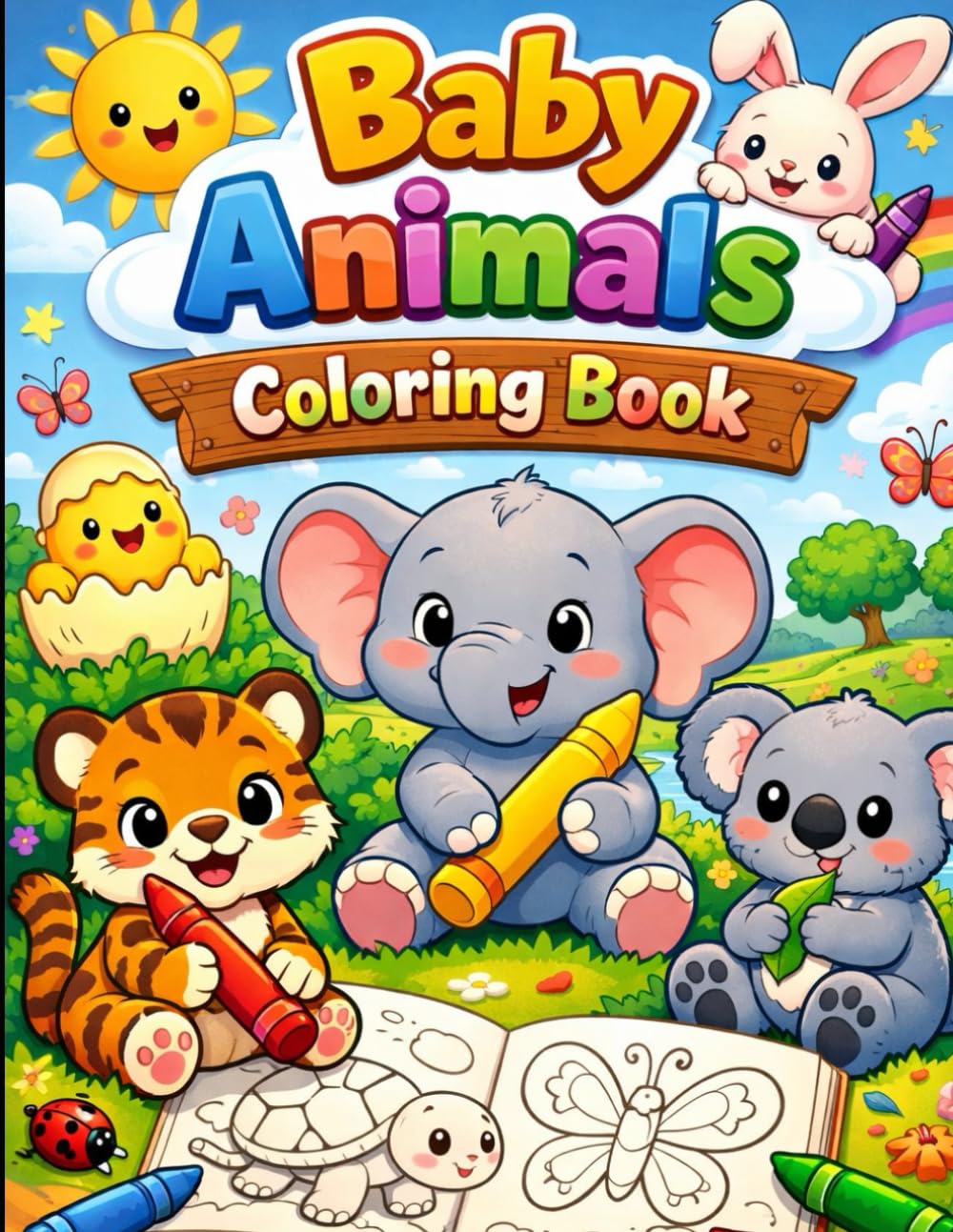 Baby Animals: A Fun clolouring Book for Kids Aged 3 to 6