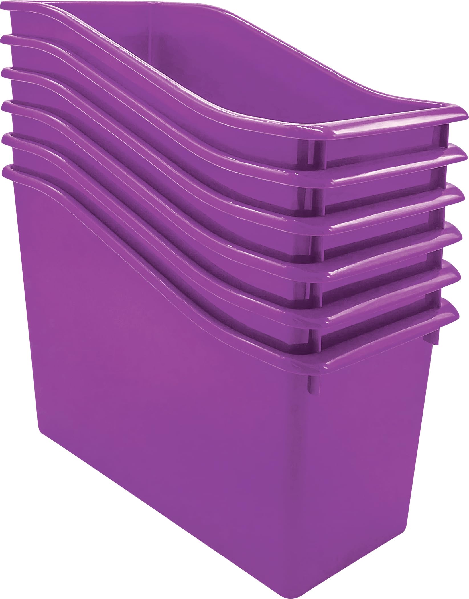 Corbeilles à livres en plastique violet pour organiser le coin lecture des enfants