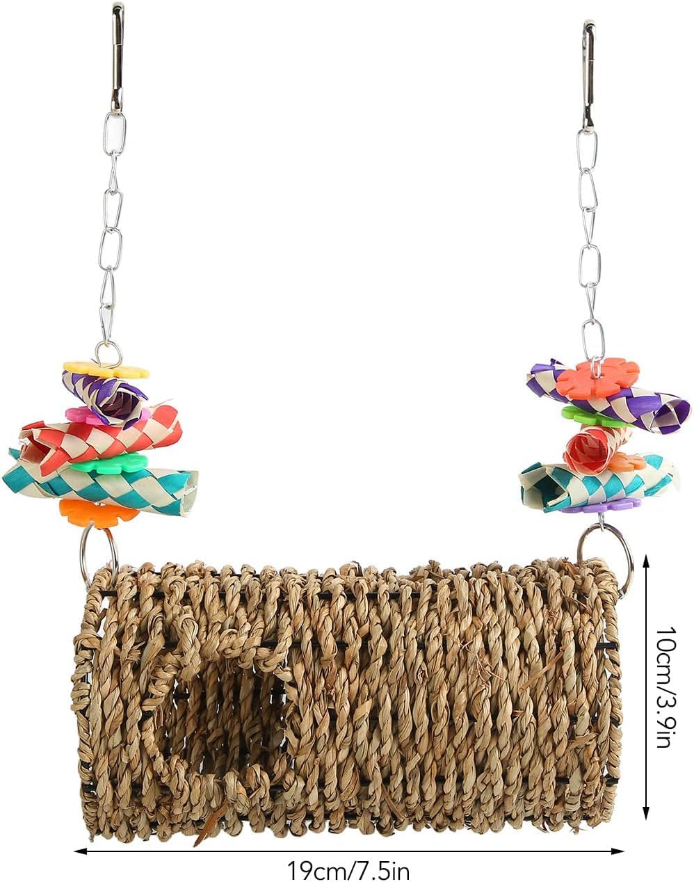 ZYYRSS Seagrass Hammock, Hammock Play Tunnel Bird Woven House Toy Sea Grass Woven House Hanging Bed Toy for Bird - Image 2