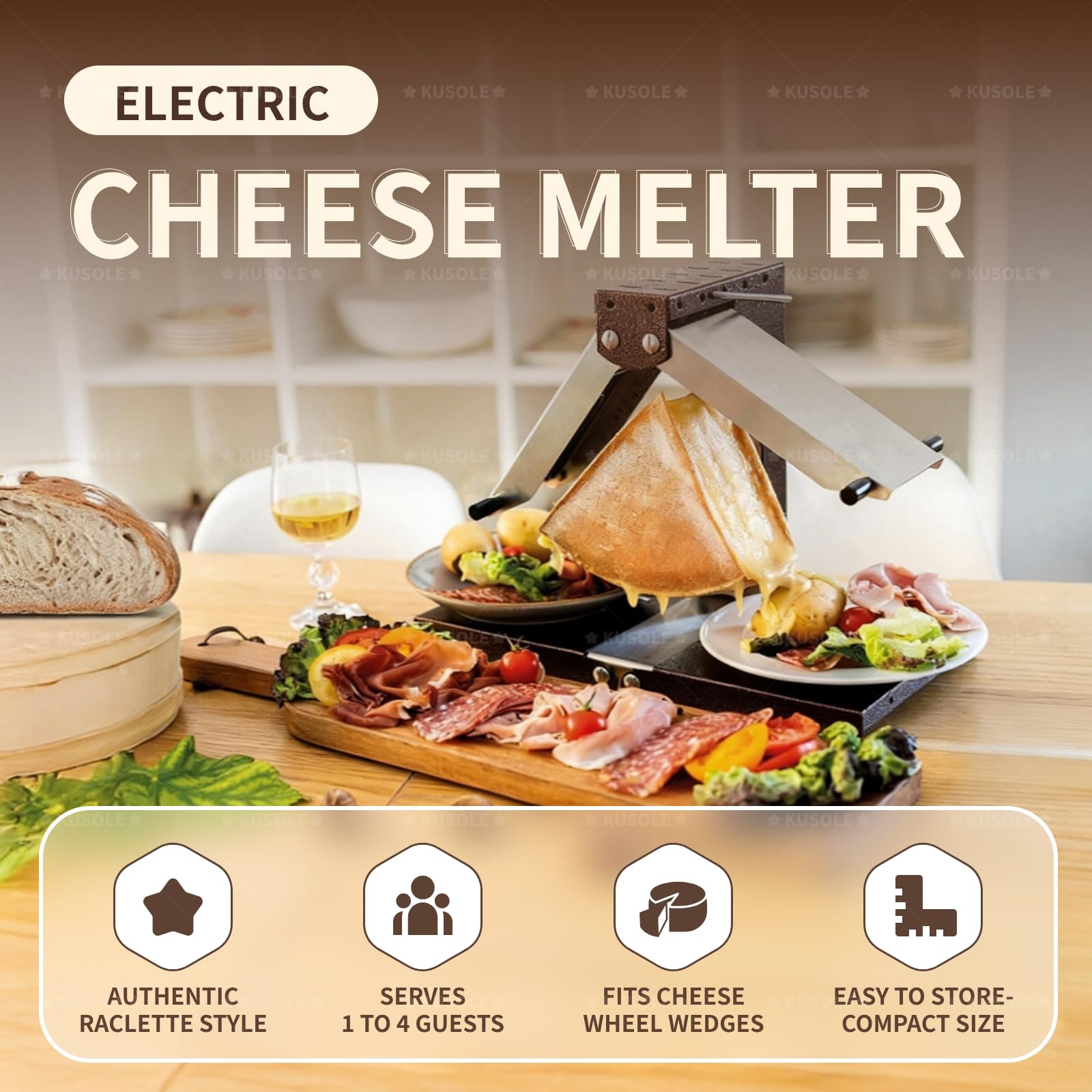 Elektryczny topielnik do sera Raclette, komercyjny elektryczny grill Raclette, pół serowar, regulowany pręt grzewczy do kuchni restauracyjnej