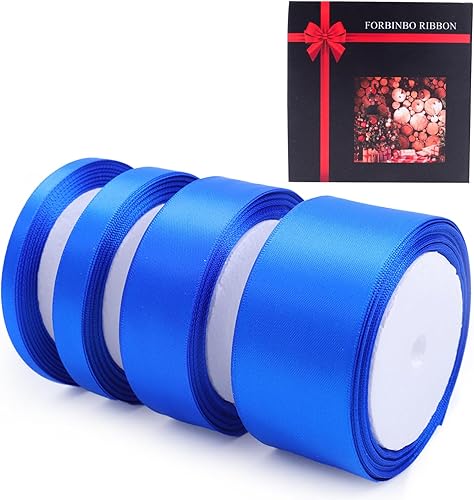 4 rollos de cinta de satén de doble cara, juego de 4 tamaños mixtos de cinta de seda para envoltura de regalos, invitaciones de boda, decoración de