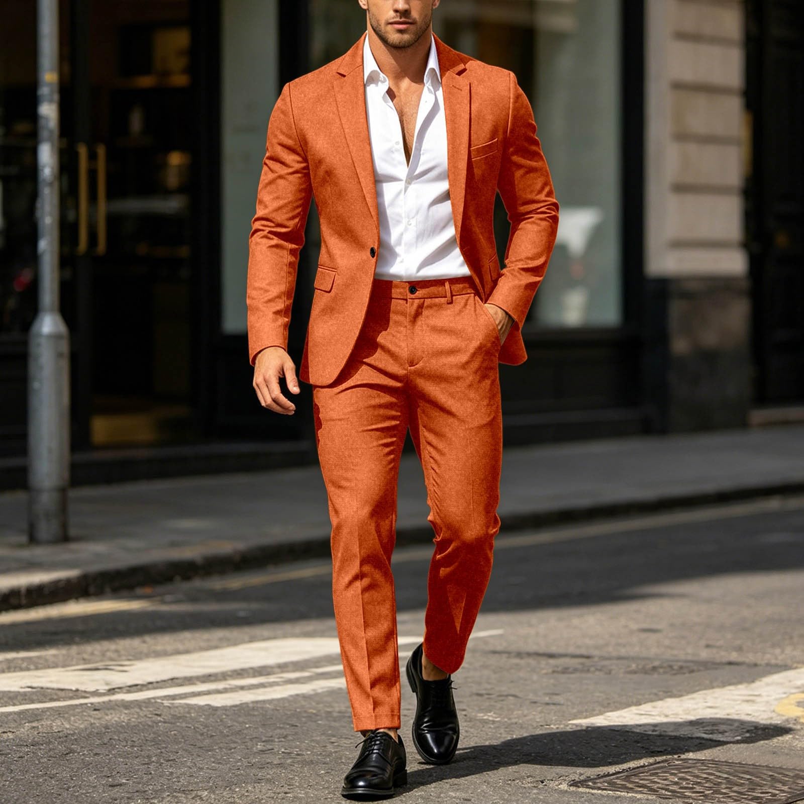 Pantalones de Vestir Ajustados Dos Piezas para Negocios Formales, Bodas y Chaqueta Esmoquin Novio, algodón, Secado rápido con Bolsillos, Ideal Verano, Moda 2025 Estilo Casual/g