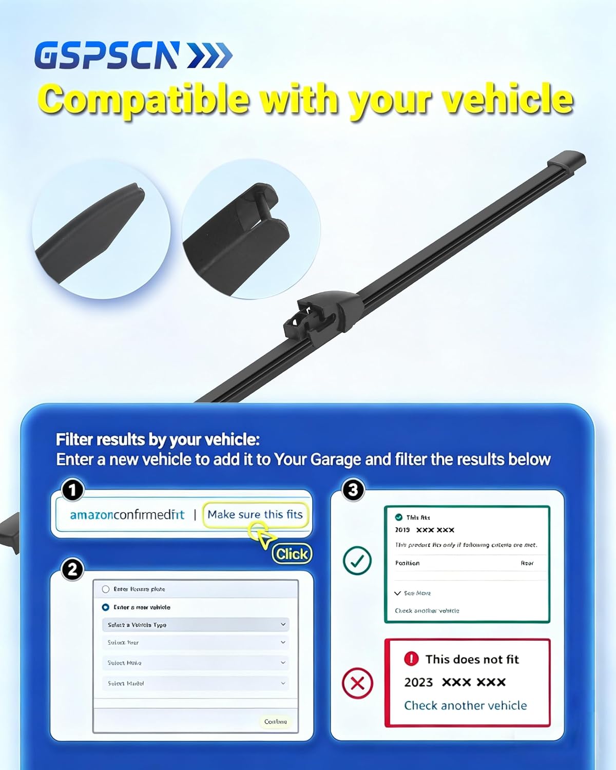 13" Rear Wiper For VW Tiguan 17-09，Golf Wagon 13-10，Golf V VI Variant 14-07，Jetta 14-09，Rabbit 09-06，Touareg 10-04 /Land Rover Defender 110 Defender 90 2022-2020 Back Windshield Wiper Blade (A330H)