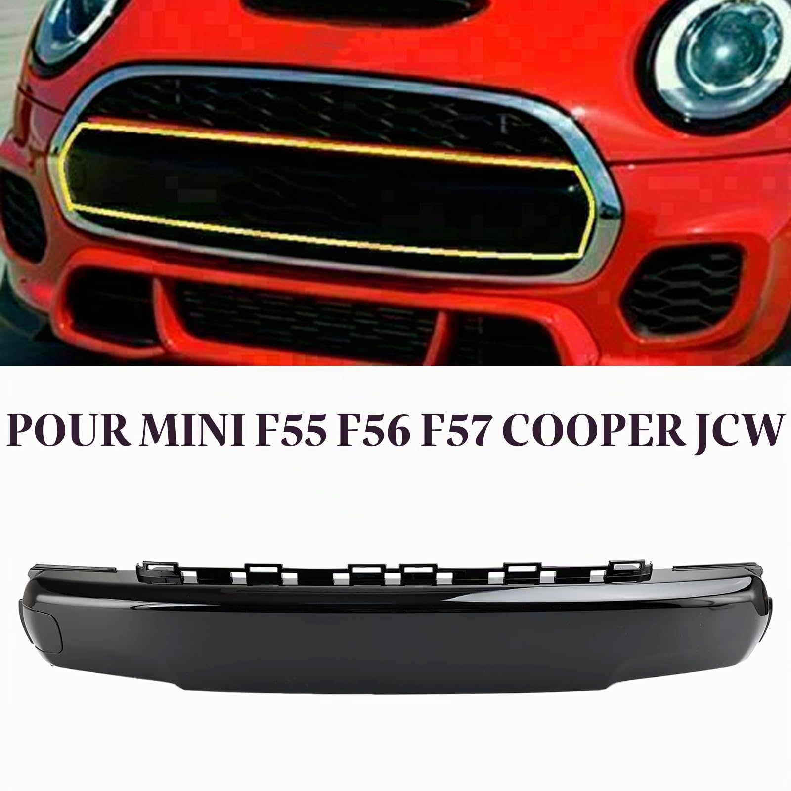 Cache Plaque Avant Noir Brillant pour Mini F55 F56 F57 Cooper
