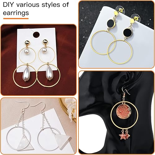 Miniatura 4 de 60 aretes de aro de cuentas para hacer joyas, aretes redondos de aro de cuentas redondas, hallazgos, aretes de abalorios para manualidades, collar