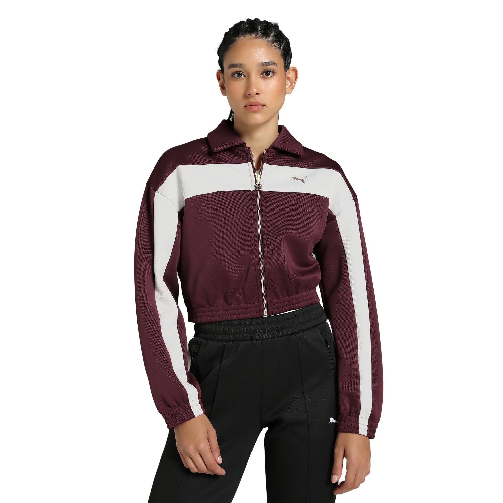Women, Relaxed Cropped Track Jacket, Ruby Shimmer, XL, (63377396)