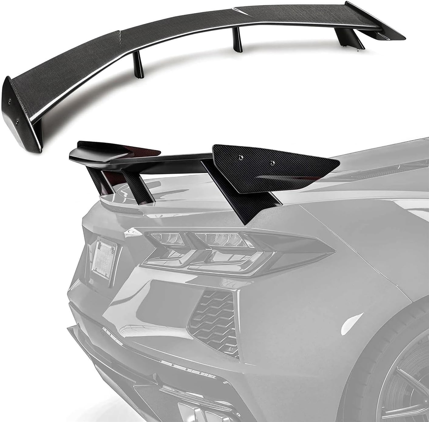 Rear Trunk Wing Spoiler for 2020-2025 Chevy Corvette C8, Corvette Wing Accessories Compatible with C8 Stingray Z51 ZR1 Replacement Body Kit (Carbon Fiber)