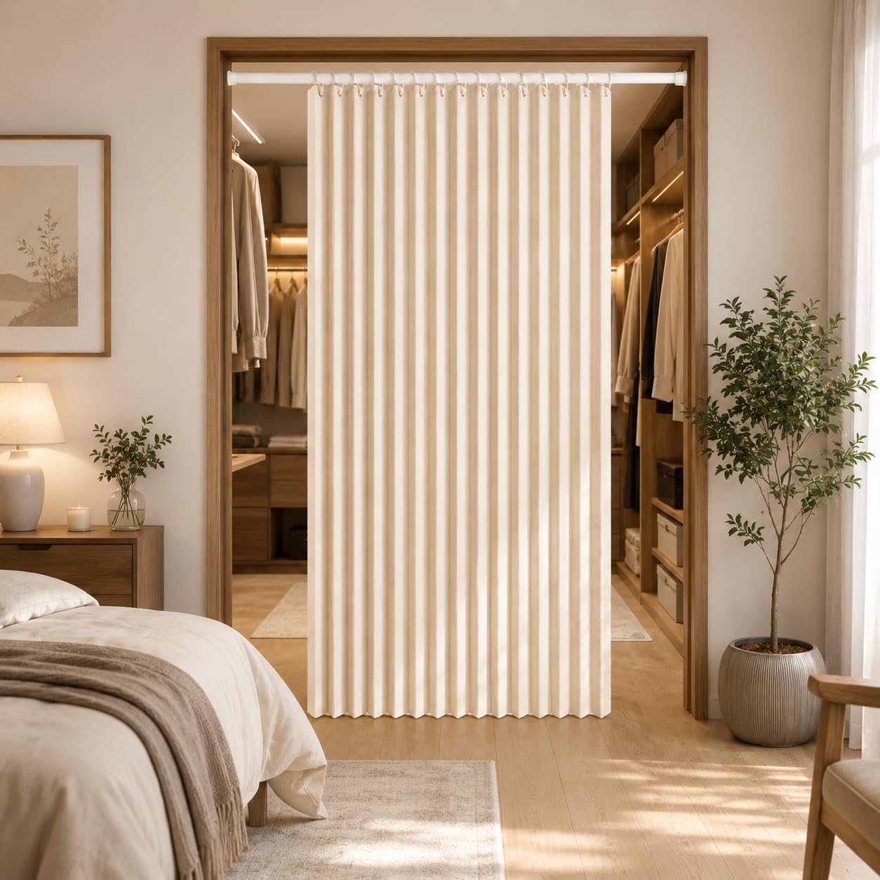 AZMAHT Concertina Doors Internal, Folding Door Curtain with Magnetic Closure, Pleated Room Divider for Bedroom, Lounge, Wardrobe, Doorways, Sliding Doors And Temporary Door
