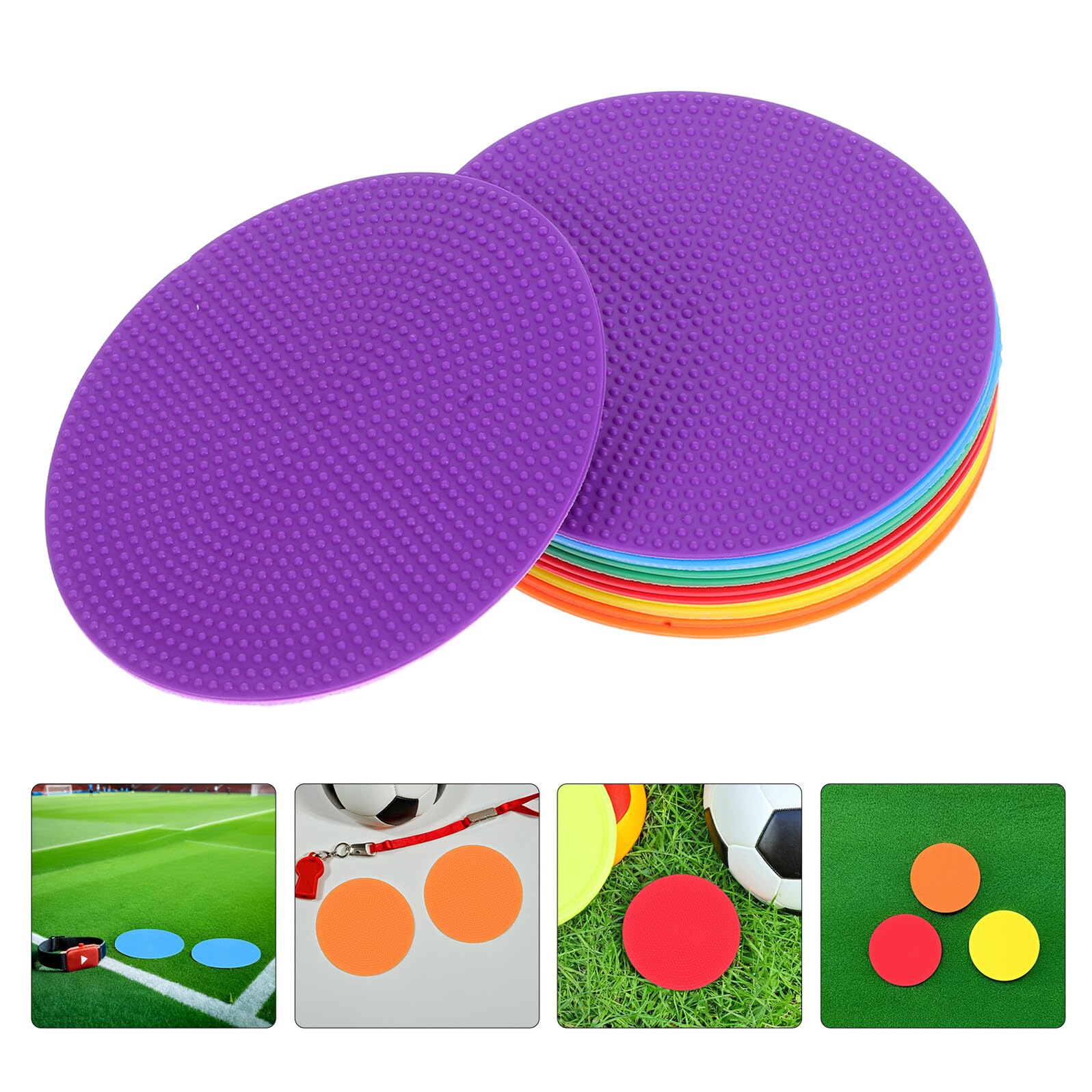 12 Stück Fußball Trainingsmarkierungs Flache Runde Scheiben aus Weichem Material 12cm Durchmesser Farbige Bodenmarkierungen für Sport Schule und Sportunterricht