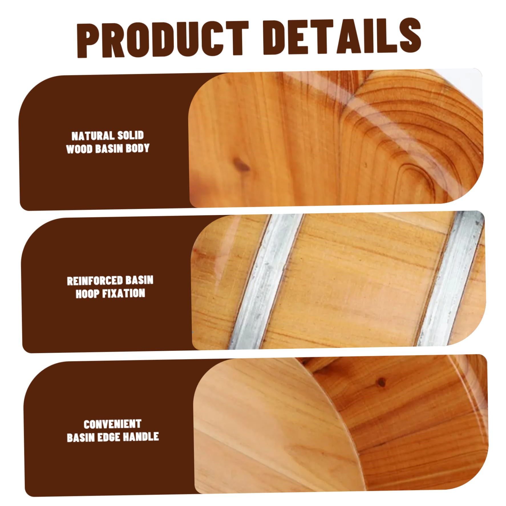 Vasca per pediluvio in legno per pedicure, spa, massaggio, vasca da bagno per rimuovere la pelle morta per la cura della sauna domestica, 14,2 x 6,3; 1