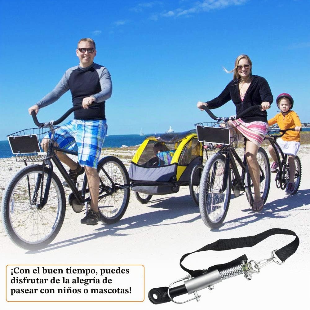Enganche del Remolque Tira del Remolque Tractor para Bicicletas Acoplador para Remolque de Bicicleta Universal para Carro Bicicleta Niños Cochecitos Carritos para Mascota, Fácil Instalación