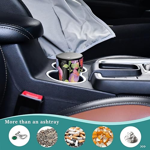 Miniatura 5 de ALAZA Sweet Pea Flower Floral Car Ashtray with Lid Metal Ashtray Smell Proof Mini Trash Can