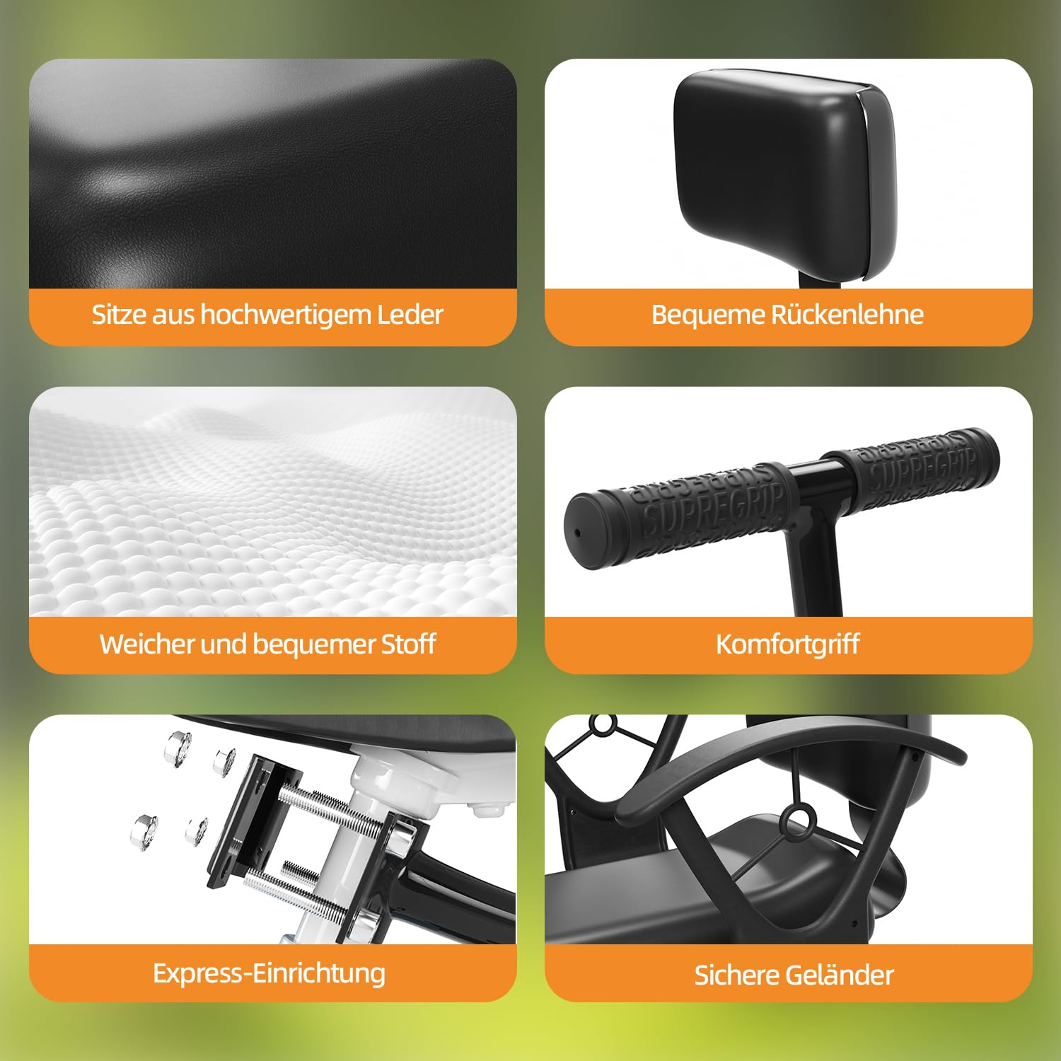 XIEEIX Siège de vélo arrière pour enfant, protection à 360°, montage arrière, siège arrière de vélo réglable en largeur, convient à la plupart des cadres arrière de vélo
