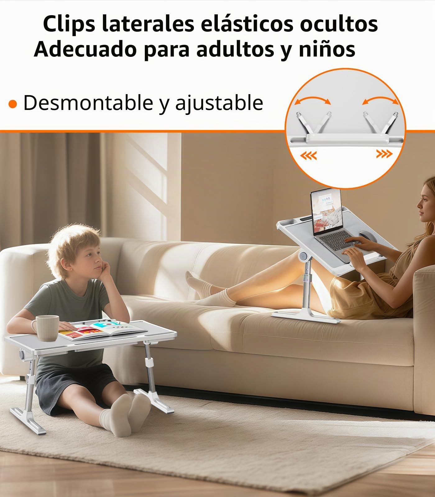 Mesa de cama plegable para ordenador portátil, altura ajustable, para cama, mesa de tablet, soporte para ordenador portátil, compatible con portátiles de 17 pulgadas, para sofá, bandeja