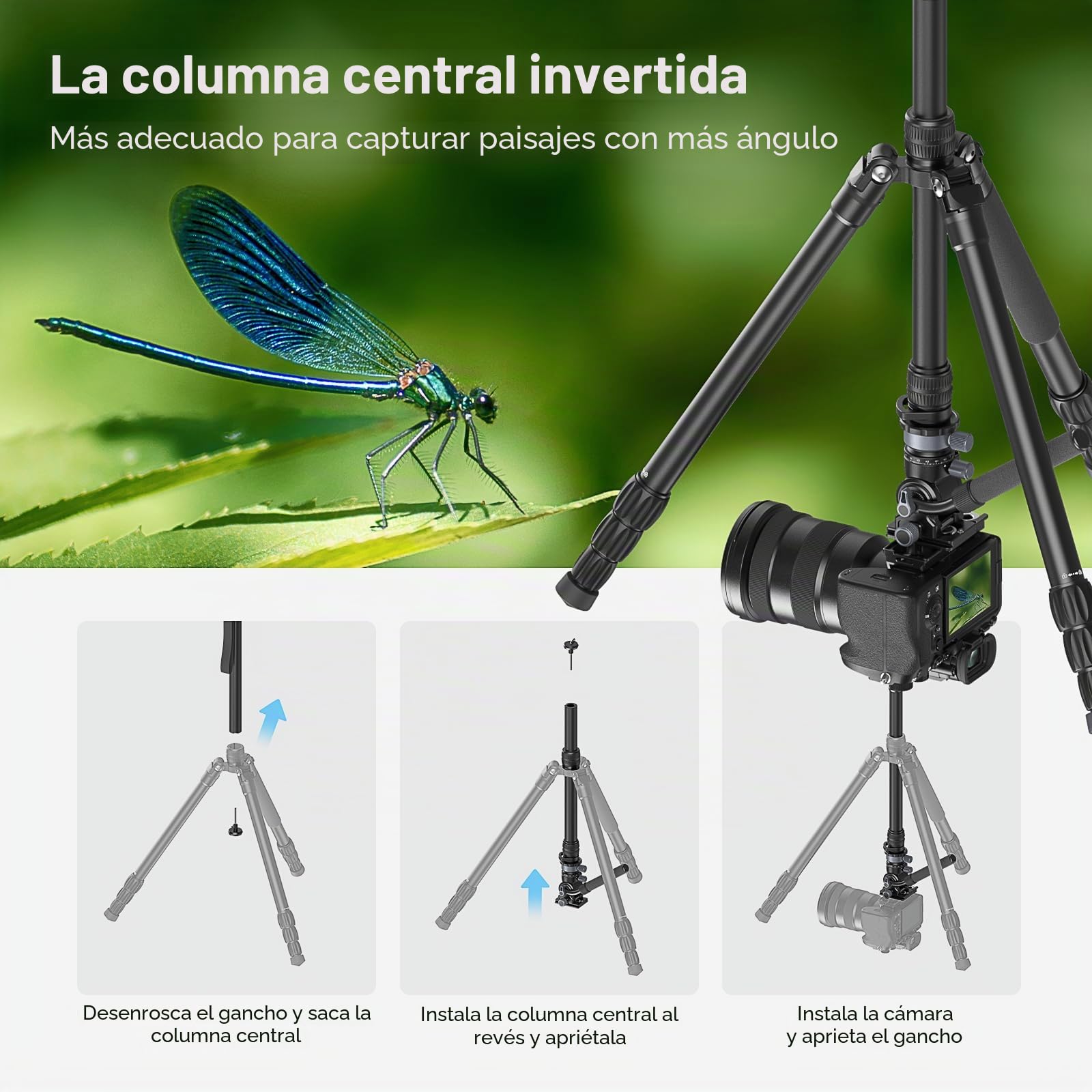 SMALLRIG Trípode de Vídeo Profesional de 72", Cabezal Fluido con Base Niveladora, Conversión de Monopié, Trípode de Vídeo con Bolsa de Transporte, Carga de hasta 8,8lbs/4kg - 4319