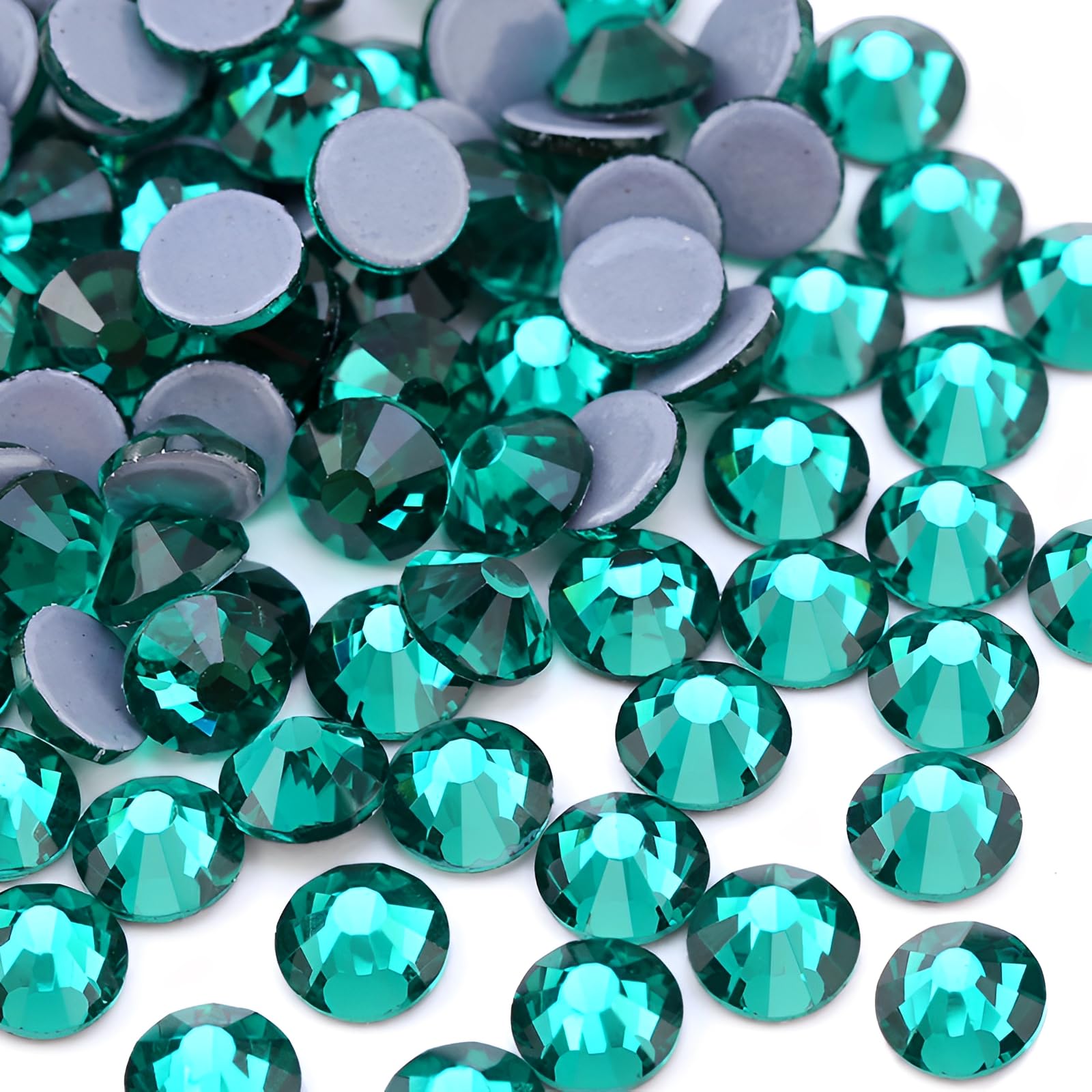 Jollin 2880pcs Hotfix Crystal Flatback Rhinestones Glass Diamantes Gems for Crafting Art Crafts Decorations Clothes Shoes 3.2mm SS12 Peacock Green