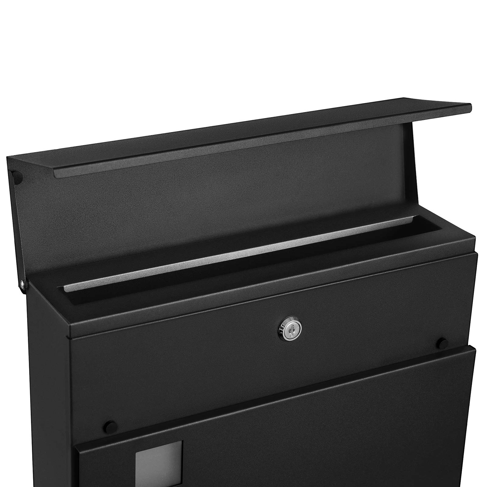 SONGMICS - Buzón Moderno con portaperiódicos, Tapa, bloqueable, fácil de Instalar, Negro GMB052B01