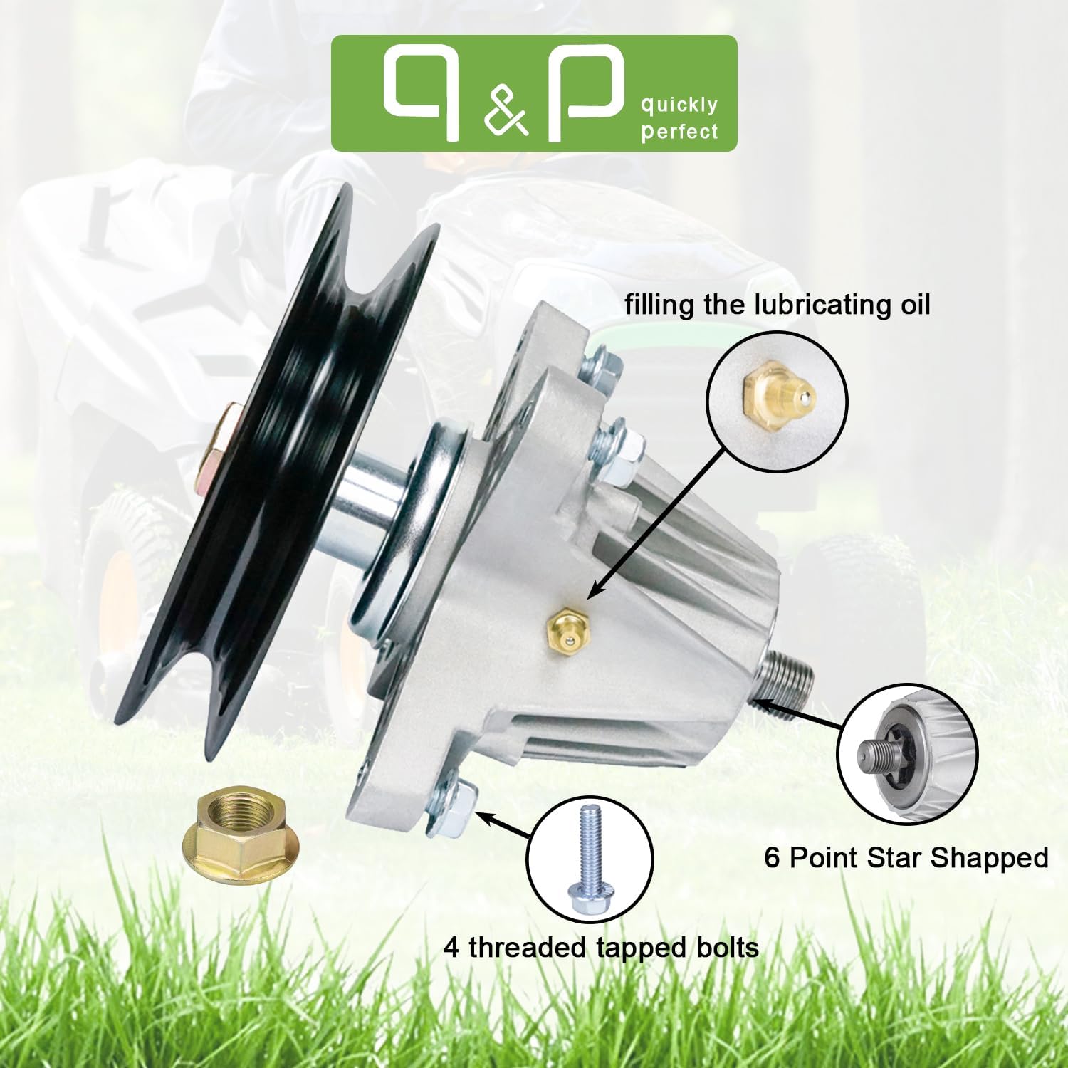 q&p Outdoor Power 918-06979 Spindle Assembly Bracket Replaces MTD Troy-Bilt 618-06979 918-06979 with Mounting Bolt Holes Tapped for Easier Install FITS XT1-LT54 and XT2-LX54 with 54″ Deck