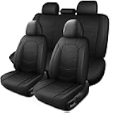 Car Seat Covers Full Set,Leather Car Seat Covers,Breathable and Sporty Car Seat Cover,Universal Fit Anti-Slip Seat Covers for SUV Cars Sedan and Truck(Full Seat,Black,N2)