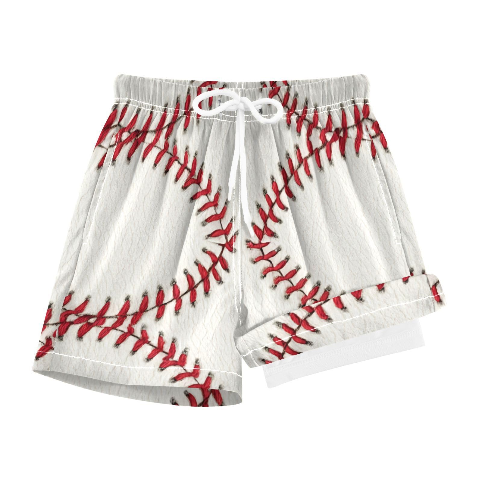 YANENDIE Boy Swim Trunks with Compression Liner Baseball Stitches Boys Swim Shorts Quick Dry Beach Shorts