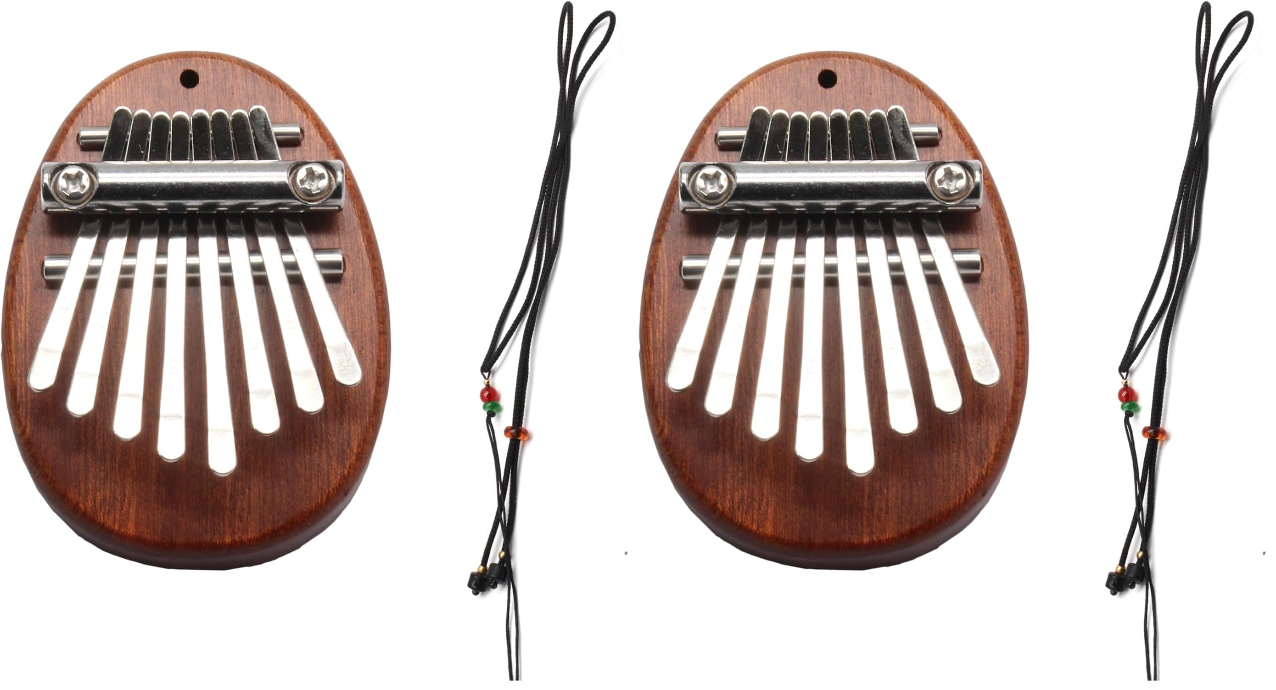 Uenhoy Mini Wood Kalimba Thumb Piano 8 Keys Finger Thumb Piano Musical Instruments, Portable Wooden Mbira Finger Piano for Piano Beginners, Oval (Pack of 2)